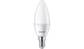 LED lempa PHILIPS, 5W (=40W), E14 B35 žvakė, 220-240V, 2700K, 470 lm, matinė