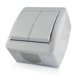 Jungiklis ORRO 8001-02, 2 klavišų, paviršinis, baltos spalvos, 10 A, 250 V, 8001-02