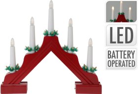 Kalėdinė LED žvakių dekoracija, 5 LED, raudonos sp. tiltelis