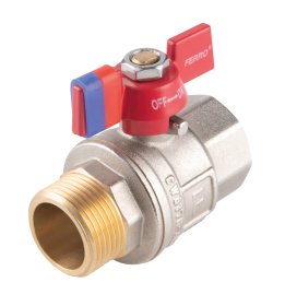 Pilno pralaidumo rutulinis ventilis FERRO Power, trumpa rankena, vidus-išorė, 1/2 "