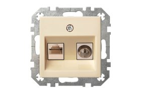 Televizijos antenos ir kompiuterio lizdas LIREGUS Epsilon, 2 vietų, įleidžiamas, smėlio sp., ITVKL-1-01.E/S  