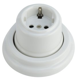 Kištukinis lizdas retro ELECTRALINE, su rėmeliu, 1 vietos, su įžeminimu, paviršinis, baltos sp.