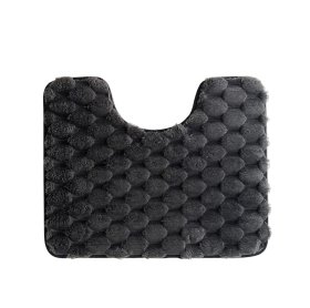 Tualeto kilimėlis BENEDOMO, 50 x 60 cm, poliesteris, iš viršaus rifliuotas, tamsiai pilkos spalvos