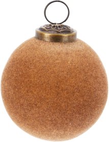 Eglutės žaisliukas, flokuotas stiklas, rusvos sp., skersmuo 8 cm