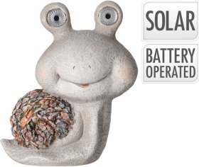 Sodo dekoracija SRAIGĖ, šviečiančiomis akimis, pilkos sp., 26,5 x 14,5 x 31 cm.