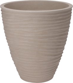 Plastikinis lauko vazonas, ovalus, kreminės sp., 40 x 42 cm