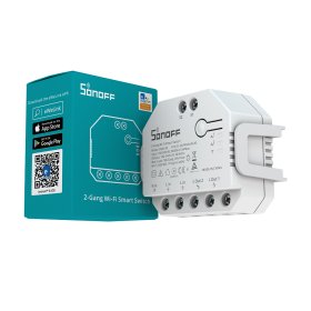 Išmanusis jungiklis SONOFF DUAL R3, dviejų kanalų energijos sąnaudų apskaitos, 100-240VAC, max 3300W, Wi-Fi, valdomas programėle
