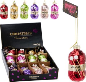 Eglutės žaisliukas, stiklas, megztas dizainas, 6 skirtingos sp., 4,2 x 4,9 x 8,9 cm