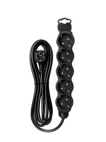 Ilgiklis ORRO, 5 lizd., 5m, su įž., be jungiklio, 3x1.5, juoda sp., 53135