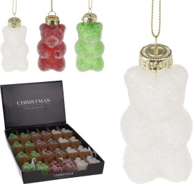 Eglutės žaisliukas Meškiukas, spalvos: žalia/raudona, 36 x 35 x 71 mm