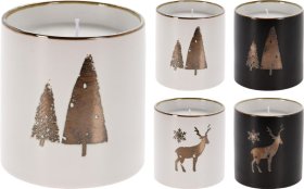 Žvakė glazūruotame inde, 2-jų dizainų, 2-jų spalvų, 6,7 cm