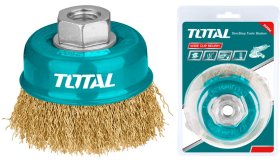 Vielinis šepetys TOTAL, diam. 75 mm, puodas, M14x2, viela 0,3 mm, TAC31031