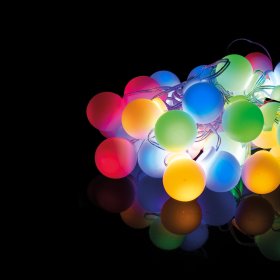 Šviečianti girlianda SUNLUX TY-425, 40 LED burbuliukų, ilgis 5 m, įvairiaspalvė, IP44, tinka naudoti lauke