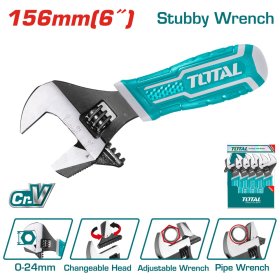 Reguliuojamas raktas TOTAL, 2in1, 0-24 mm, 156 mm, THT1016S