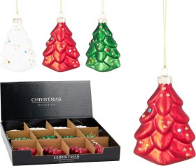 Eglutės žaisliukas Eglutė, stiklas, 3 skirtingos sp., 6 × 3 × 8,7 cm