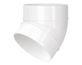 Ventiliacinė alkūnė PLASTIVENT, d100, kampas 45°, plastikinė, balta, 121-45P