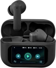 Įkraunamos belaidės ausinės STREETZ T600 TWS, su LCD ekranu, ANC ir ENC, baltos sp.