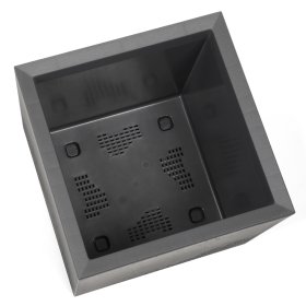 Plastikinis lauko vazonas 4LIVING Karo Wood, pilkos sp., su įmontuojamais ratukais, 40 x 40 x 40 cm.