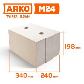 Mūro blokas ARKO M24 15 Mpa, matmenys 340 x 240 x 198 mm