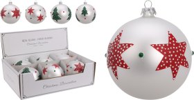 Eglutės žaisliukas, sidabro sp., matinis, 4 skirtingi dizainai, skersmuo 10 cm