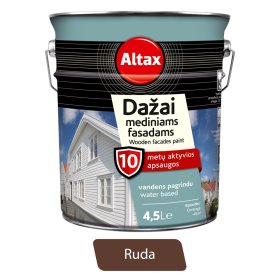 Vandeniniai dažai ALTAX, mediniams fasadams, rudi, 4,5 l