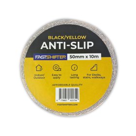 Neslystanti juosta FASTSHIFTER, 50mm x 10m x 0,65mm, juoda/geltona