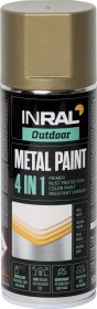 Aerozoliniai dažai metalui INRAL Metal Paint 4In1, 400ml, aukso, matinė