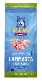 Sausas šunų ėdalas HAU-HAU CHAMPION, su ėriena, ryžiais ir avižom, visiems suaugusiems šunims 2kg