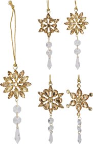 Eglutės žaisliukas, metalinis su akmenukais, 4 skirtingi dizainai, šampano sp., 13 x 5 x 1 cm