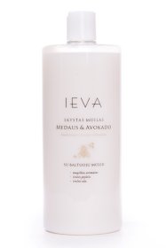 Skystas muilo papildymas IEVA, medaus ir avokado aromato, su baltu kamšteliu, 1000 ml 