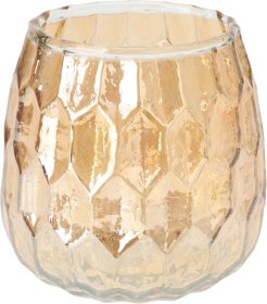 Žvakidė, stiklas, blizgaus aukso sp., 10 x 10 cm