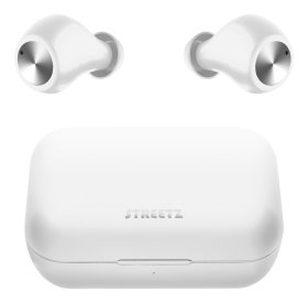 Įkraunamos belaidės ausinės STREETZ TWS-111, Bluetooth 5, įkrovimo dėklas 500 mAh, baltos sp.
