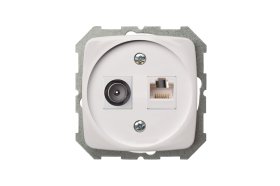 Televizijos antenos ir kompiuterio lizdas LIREGUS Alfa, 2 vietų, įleidžiamas, baltos sp., ITVKL-1-01.A/B