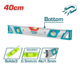 Gulsčiukas TOTAL, magnetinis, 3 akutės, aliumininis korpusas, storis 1,5 mm, 40 cm, TMT24086M