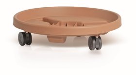 Padėklas gėlėms su ratukais, plastikinis,  rudos sp., skersmuo 30,5 cm., aukštis 9 cm.