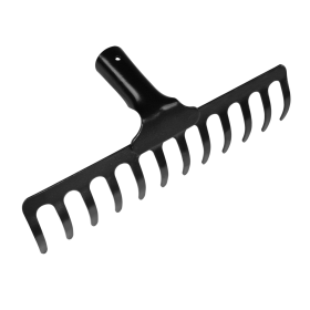 Metalinis daržininko grėblys TRAMONTINA 77101/124, 12 lenktų dantų, su mediniu kotu