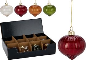 Eglutės žaisliukas, stiklas, 4 skirtingos sp., skersmuo 8 cm