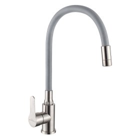 Plautuvės maišytuvas INVENA KSANTI, lanksčiu 2 funkcijų snapu, spl. pilka, BZ-37-I05-L