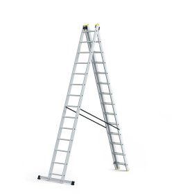 Profesionalios kopėčios HERVIN EQUIPMENT+, aliuminės, universalios, dvipusės, ištraukiamos, 3x14 pakopų, 3780-8820 mm, AC0314A