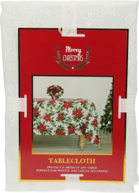 Staltiesė, 220 x 150 cm, baltos sp. su sidabro sp. detalėmis, 100% poliesteris