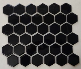 Mozaika INCA MOSAICS Hexagon, 349,3 x 293,8 x 6 mm, 13 vnt./dėž., akmens masės, glazūruota, spl. juoda blizgi