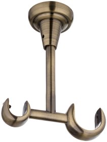 Karnizo laikikliai STOL-KAR Atviras, atviras, dvigubas, skersmuo 25/16 mm, ilgis 13,5 cm, metalinis, tamsaus sendinto aukso spalvos.