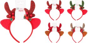 Kalėdinis galvos lankelis ELNIUKAS, 19,5 x 21 cm., 4 skirtingi dizainai