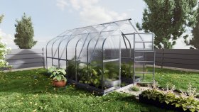 Šiltnamis KLASIKA Standart, 10 m2, su pamatu ir 4 mm polikarbonatinė danga, 2,5 x 4 m, lašo formos