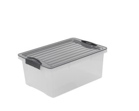 Daiktadėžė ROTHO Compact A4, skaidri, su pilku dangčiu, 13 l