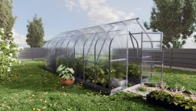 Šiltnamis KLASIKA Standart, 15 m2, su pamatu ir 6 mm polikarbonatinė danga, 2,5 x 6 m, lašo formos