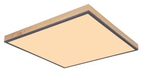 Lubinis LED šviestuvas GLOBO Doro, 36W, 230V, 3800 lm, 3000K, MDF medžio išvaizda, rėmas ažuolo, aliuminio grafito sp., 590 x 590 x 65 mm, 416080WD3.