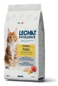 Sausas kačių ėdalas LECHAT EXCELLENSE, su vištiena ir ryžiais,   ilgaplaukėms suaugusioms katėms nuo plaukų gumuliukų 1,5 kg