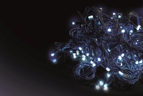 Šviečianti girlianda - varveklis SUNLUX AF30, 1000 LED, IP44, balta sp., 30 m