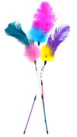 Žaislas katėms GIMCAT , lanksti lazdelė su plunksnomis ir varpeliu, 48 cm